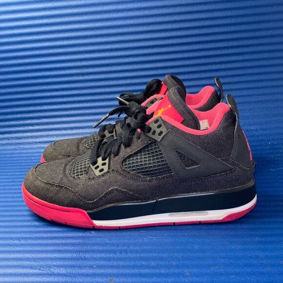 Size 8.5Y- GS Nike Air Jordan 4 Retro 487724-408 Denim Obsidian Pink W- 10 - Picture 2 of 8